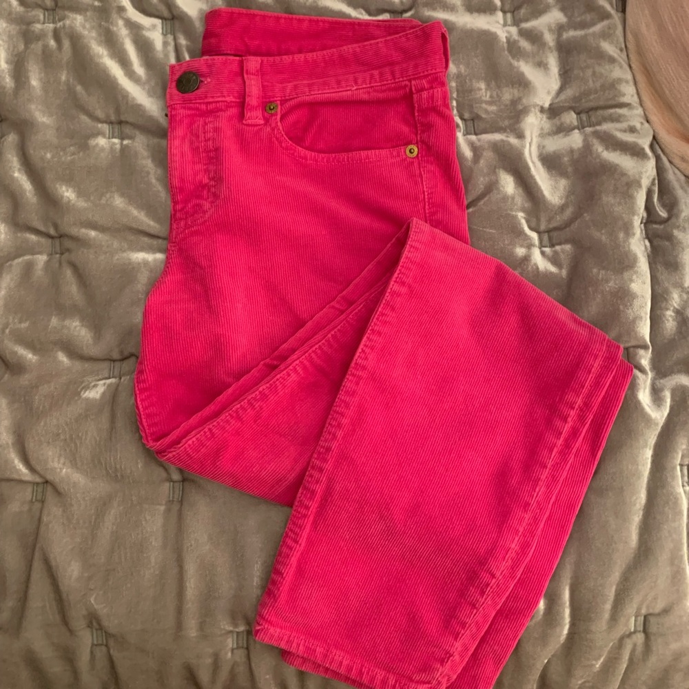 Trendy corduroy hot pink ankle length pants